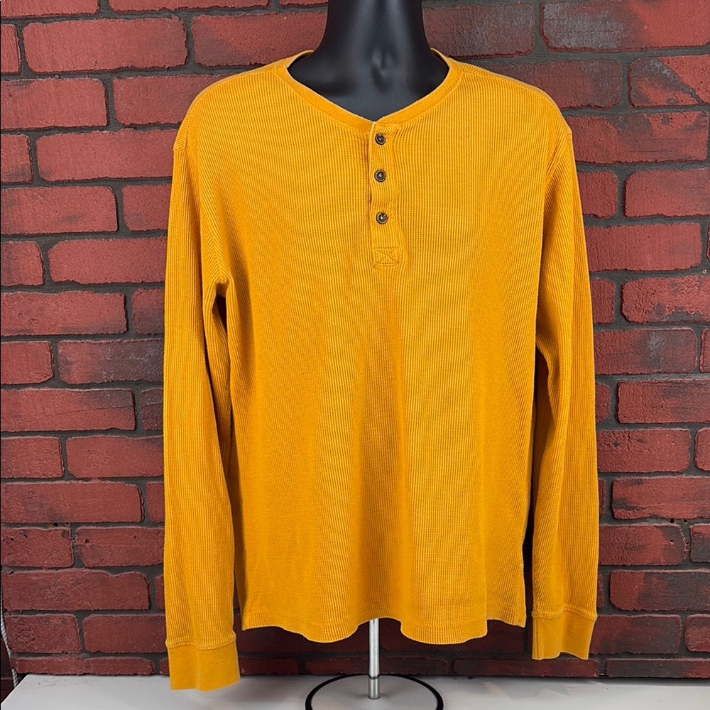 Ruff Hewn Shirt Mens Large Yellow Thermal‎ Henley